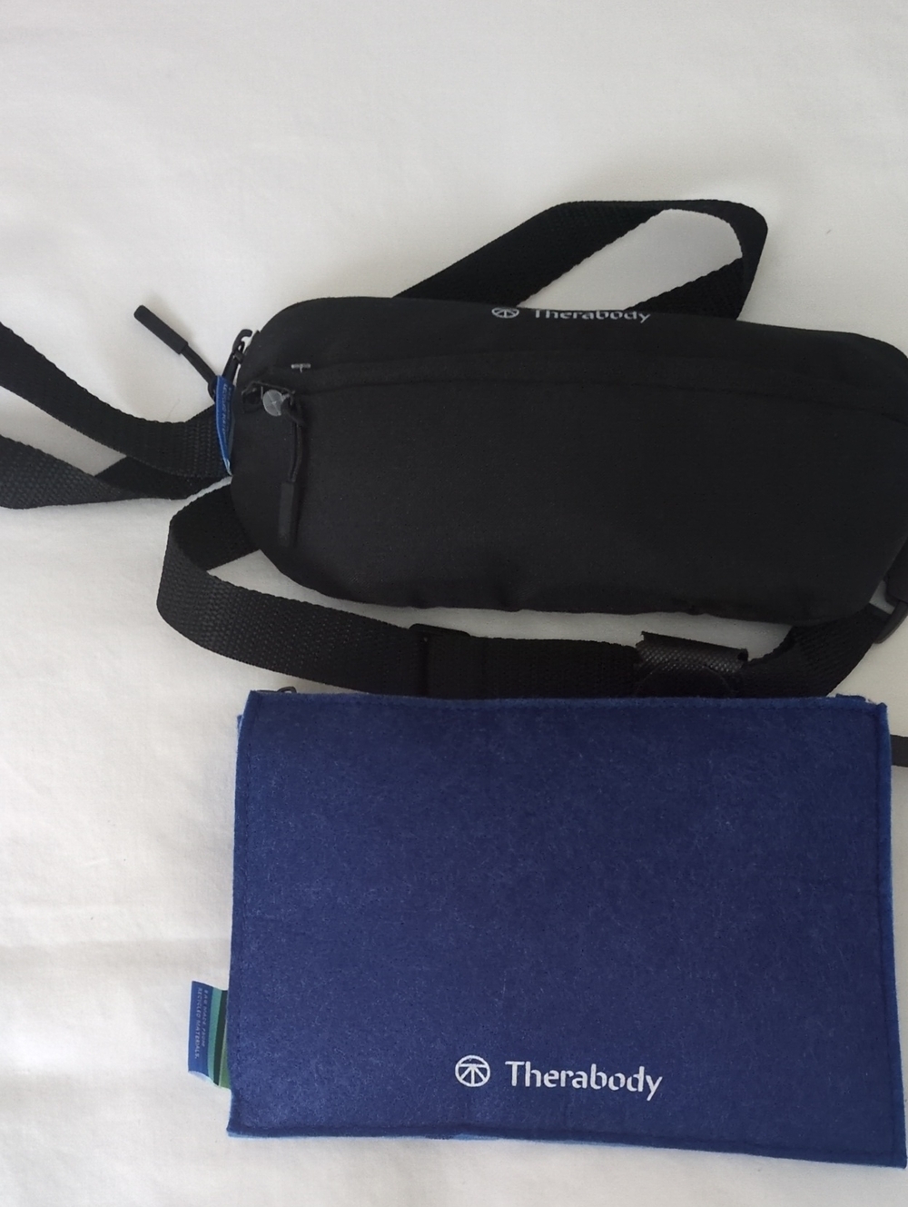 NWOT Lot Of 2 Therabody Black Belt Bag And Blue Pouch